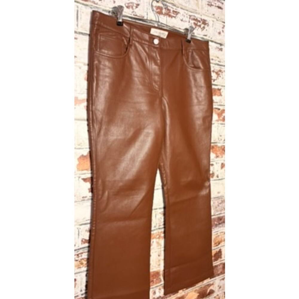Aritzia Wilfred Babaton Melina Flare Cognac Vergan Faux Leather Pants - Picture 8 of 16